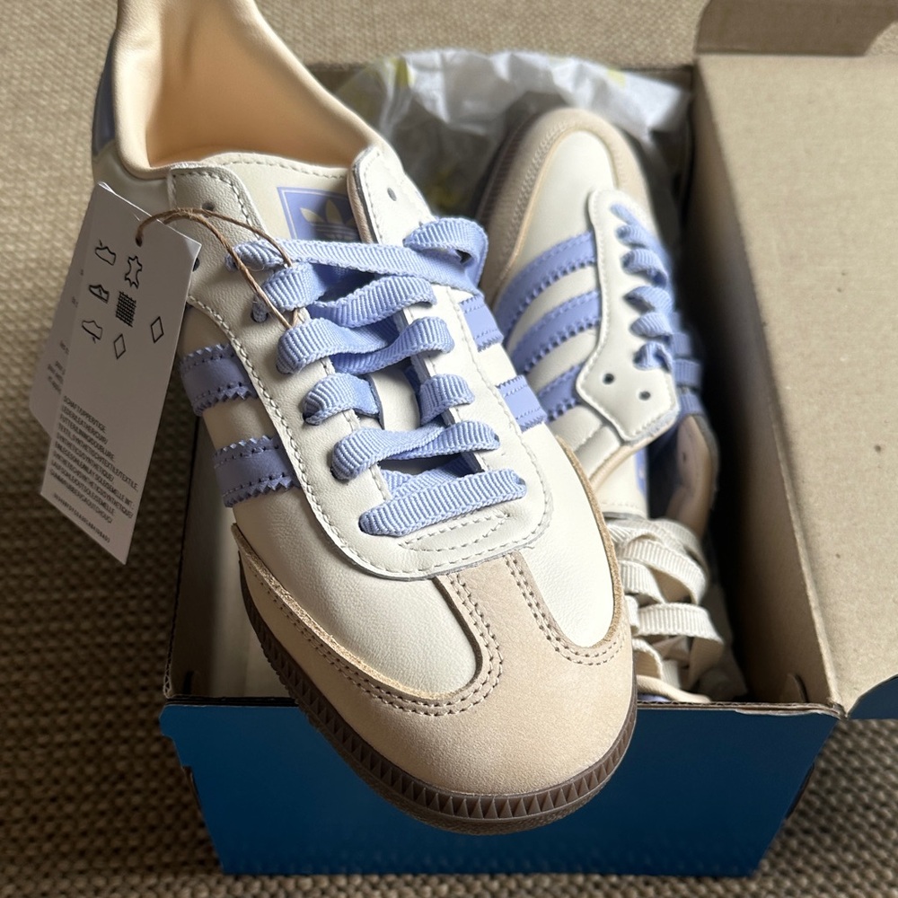 Adidas Beige and Light Purple Sneakers